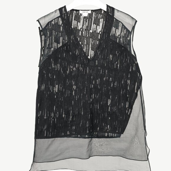 Helmut Lang PF/13 Black Sheer Silk Thread Stitch Top - Picture 2 of 9